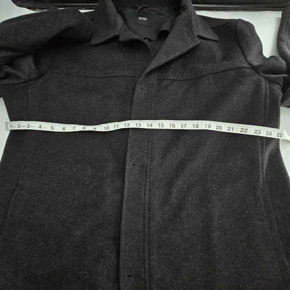 Boss hugo boss cashmere wool mens charcoal black pea coat size 48R - Picture 7 of 8
